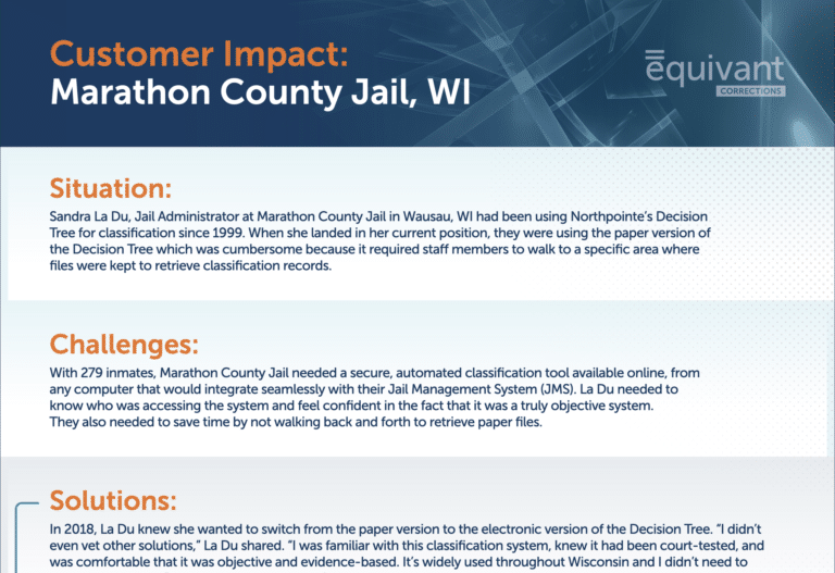Preview image of the Customer Impact for Marathon County Jail, WI